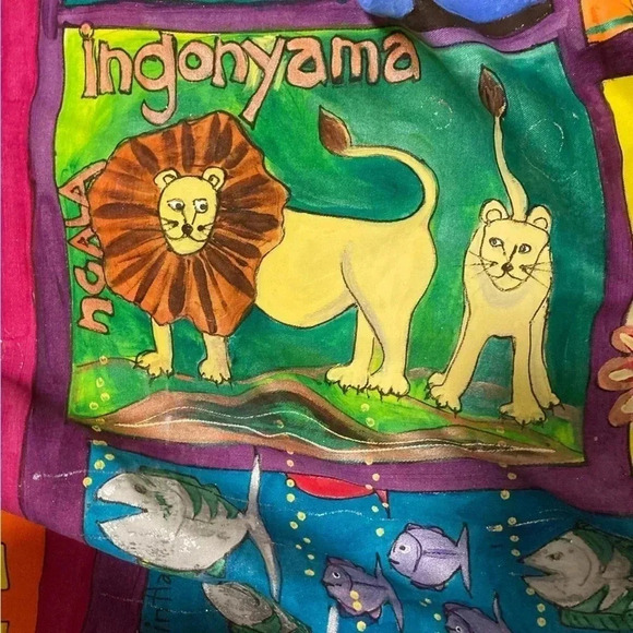 African Animals  Tapestry with curtain writing in English and Zulu - Picture 6 of 11